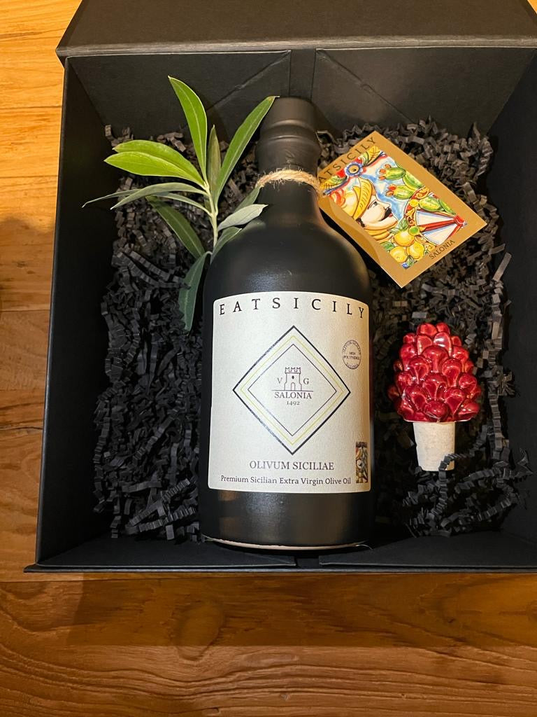 Olivenöl Geschenkbox OLIVUM SICILIAE inkl. Pinienkorken